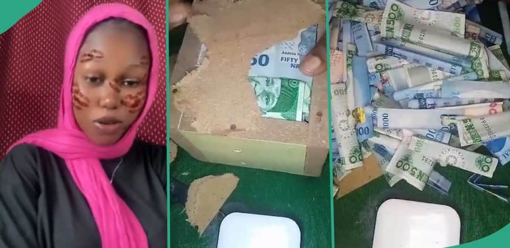 Lady who broke her piggy bank.