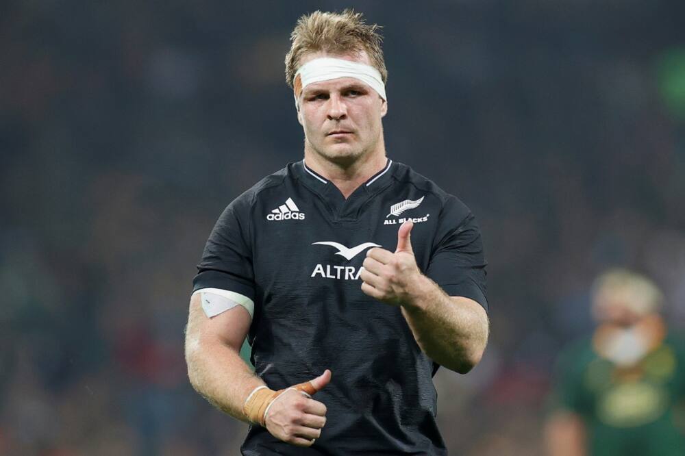 All Blacks captain Sam Cane getures during a Rugby Championship defeat by South Africa in Mbombela on August 6, 2022.