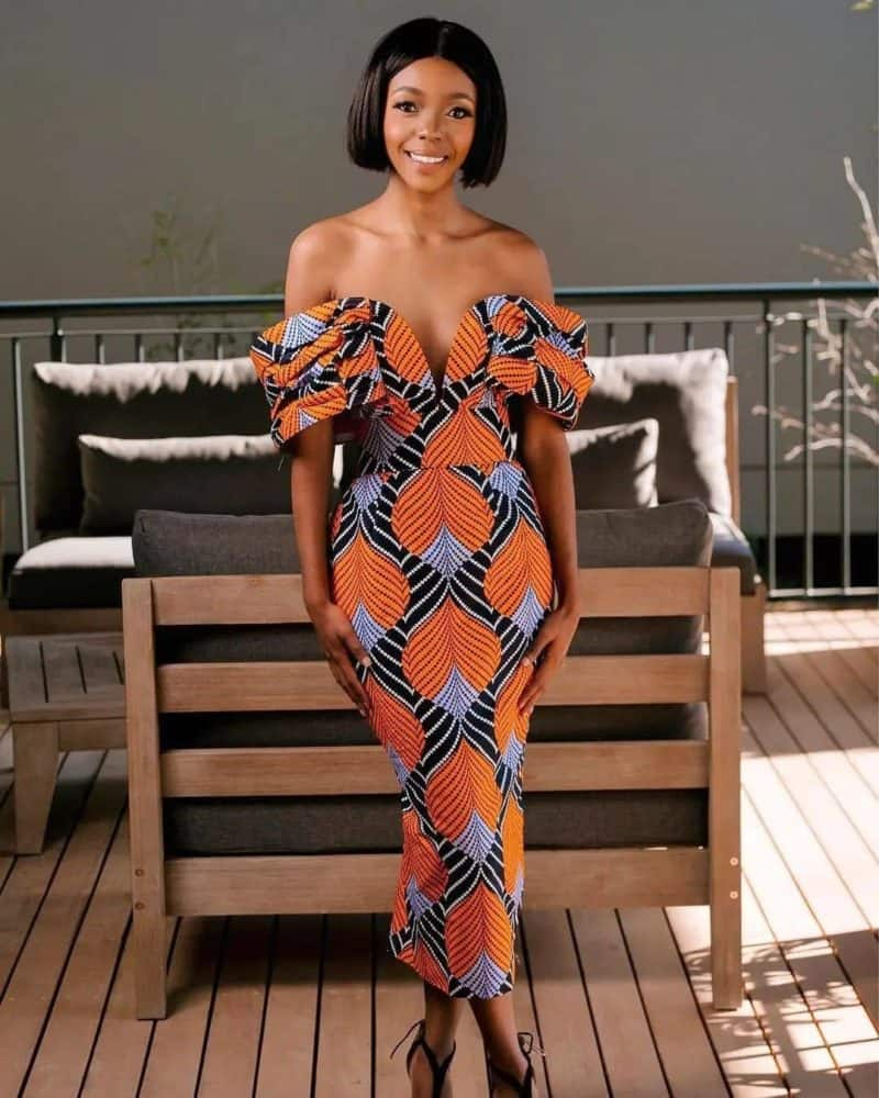 Ankara long shop sleeve dress