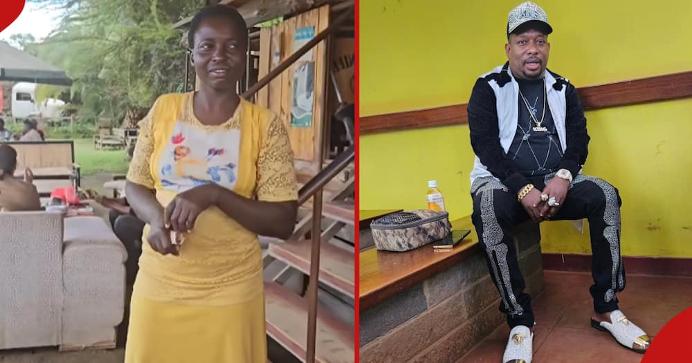 Kawangware mum (l) sold njugu to Mike Sonko (r) and received a gift of KSh 6,000.