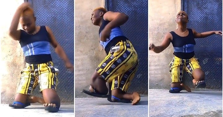 Physically challenged woman, dances energetically, great vibes, disabled.