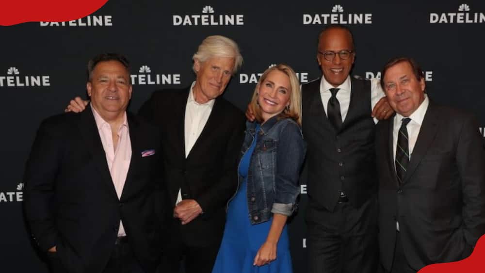Andrea Canning with Dateline host Lester Holt and fellow Dateline correspondents Josh Mankiewicz, Keith Morrison, and Dennis Murphy