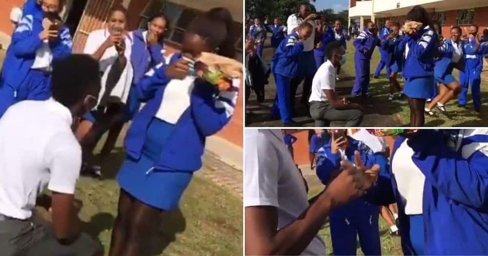 Video shows pupil asking his girlfriend to marry him at school