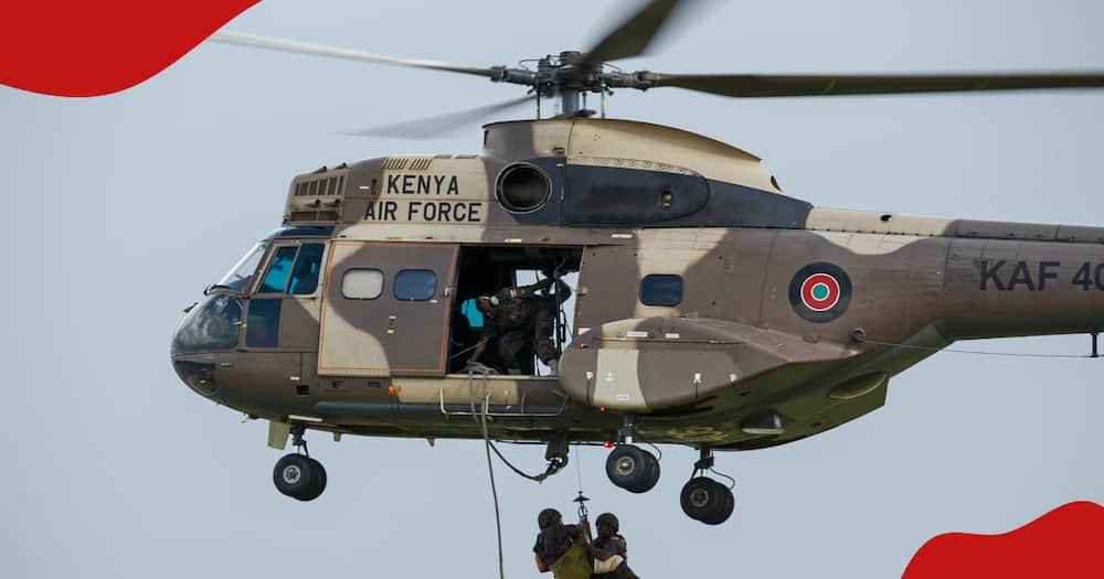 Chopper belonging to Kenya Air Force during a past national celebration event.
