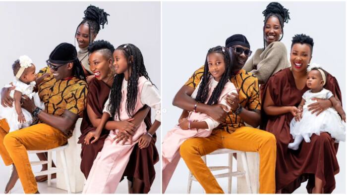 Nameless, Wahu and Daughters Stun in Beautiful Family Portrait as They Celebrate Lastborn Shi