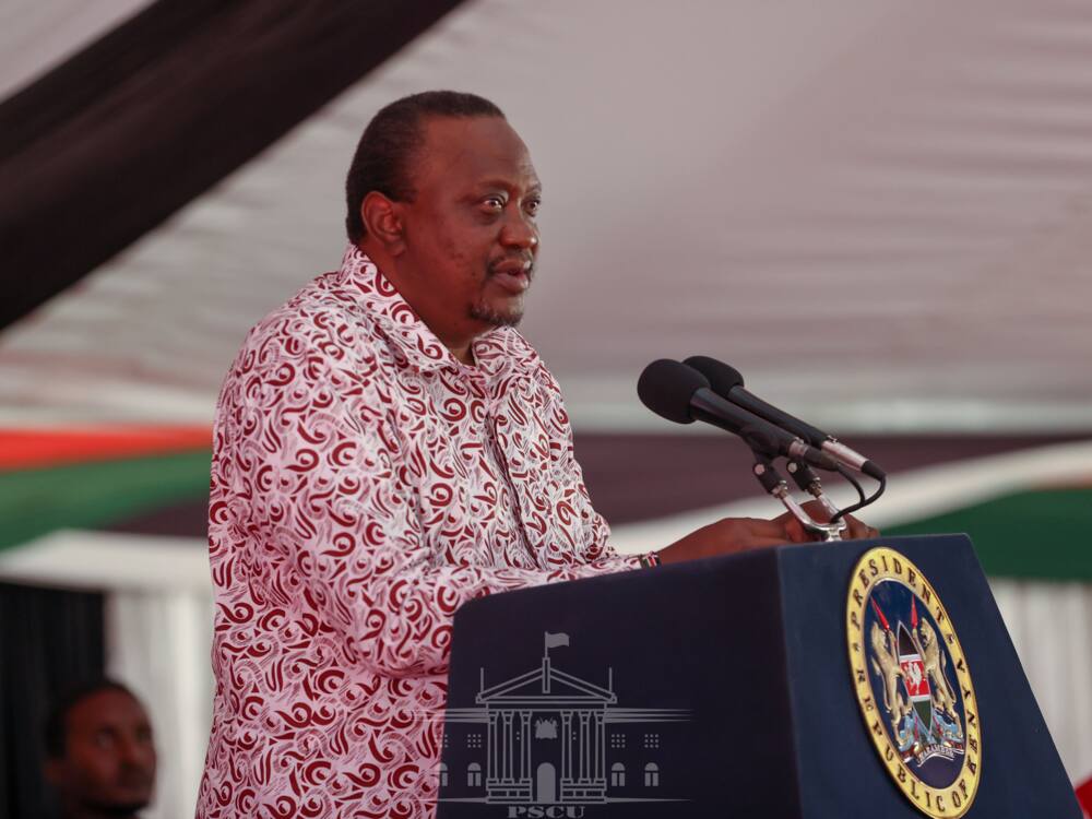 Uhuru addresses Samburu residents on July 13.