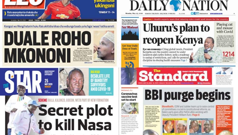 Kenyan newspapers review for May 25: Low COVID-19 death rate, high asymptomatic cases encouraging President Uhuru to reopen economy