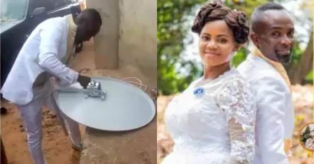 Ghanaian groom keeps wife waiting in church & goes to fix DStv for customer