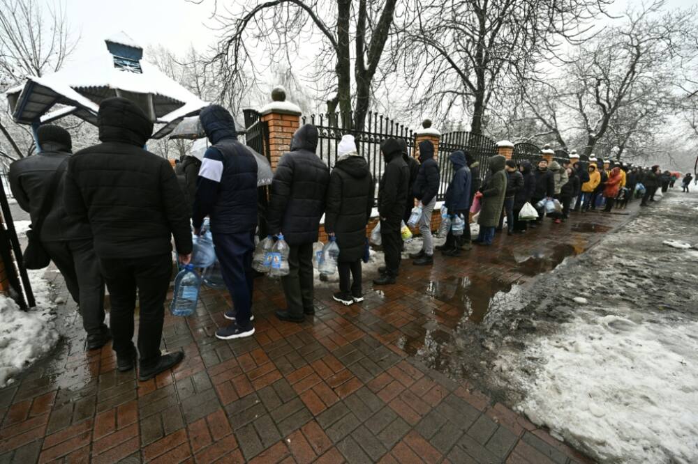 Kyiv residents have had to queue to get water since the strikes