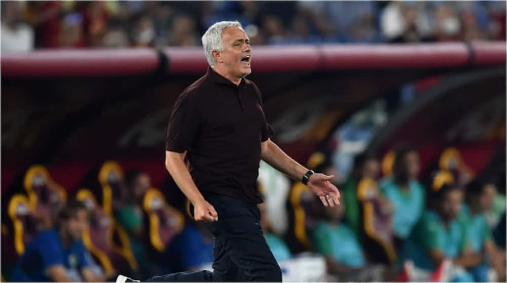 Jose Mourinho celebrates after Roma scored a last-gasp winner against Sassuolo. Photo: Giuseppe Bellini.
