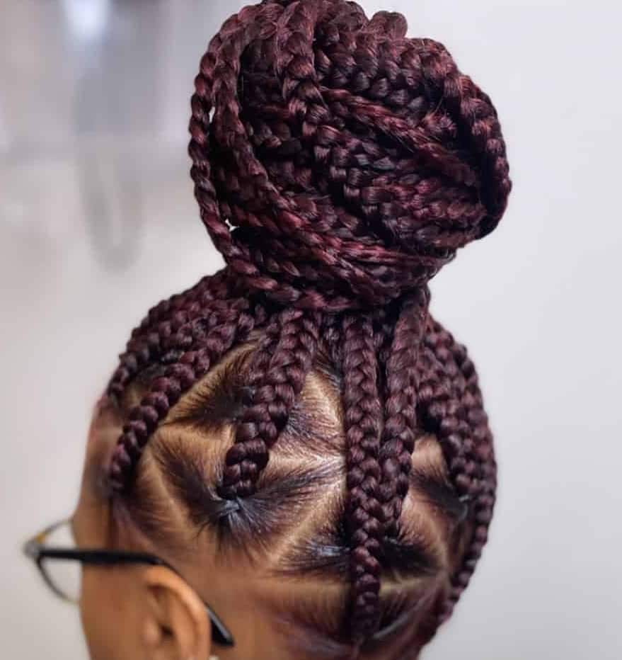 burgundy knotless braids