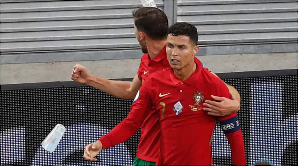 Ronaldo while in action for Portugal during the Euros. Photo: Lazslo Balogh.