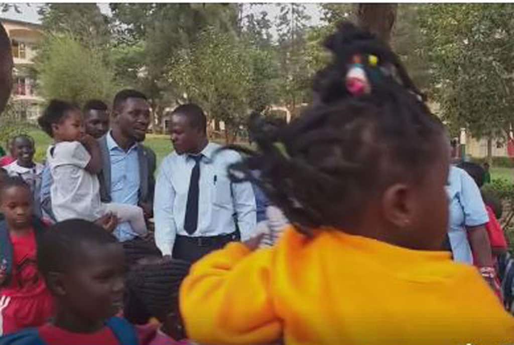 Pupils interrupt learning in Ugandan school as politician Bobi Wine arrives to pick up daughter