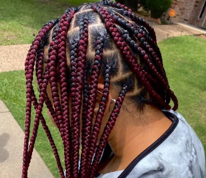 Burgundy Knotless Goddess Braids ❤️‍🔥🔥 #rihannasuperbowl2023