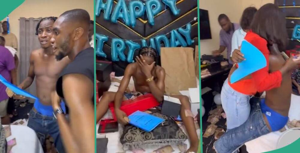 Video as young man cries after girlfriend surprised him landed property on his birthday.