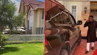 Samuel Abisai Shares Video of Swanky Neighbourhood as He Boards Fuel Guzzler