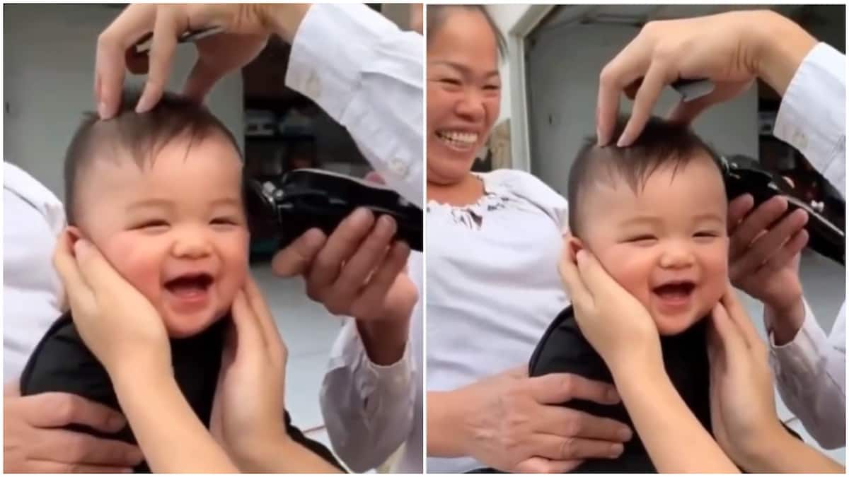 Baby Keeps Laughing As Barber Gives Him Haircut Funny Video