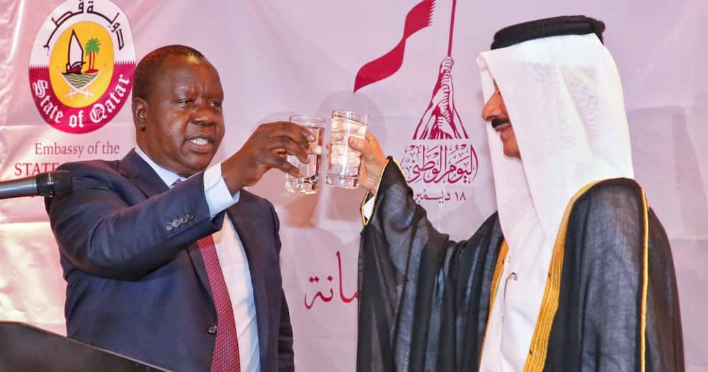 Fred Matiang'i during a ceremony to commemorate Qatar's National Day.