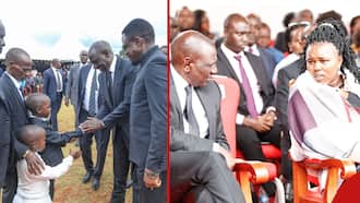 Kiptum Burial: William Ruto Poses for Emotional Snap with Kelvin's Wife, Kids and Parents at Funeral