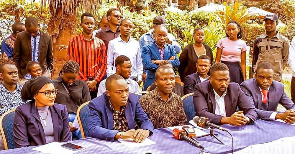 Nairobi University Students Caucus during a press briefing on April 17, 2022.