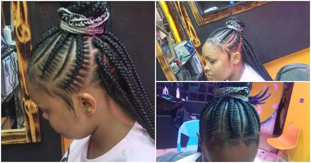 Glamourful salon owner makes about KSh 10,000 per day braiding.