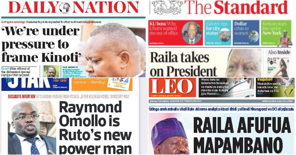 Kenyan newspapers, November 4.