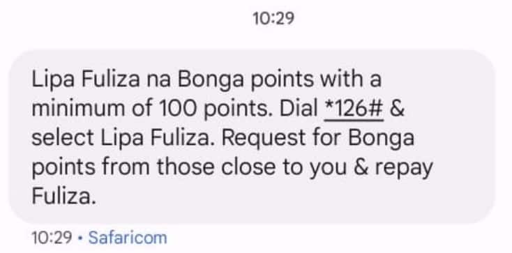 Safaricom said the Lipa Fuliza na Bonga points service is available to customers who have repaid loan for over 45 days.