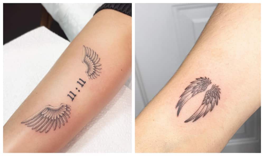 Angel wing tattoos for females meaning