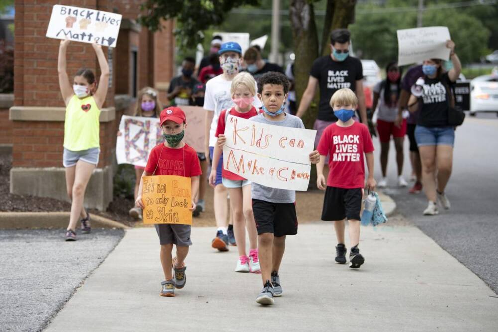 Hundreds show up after 8-year-old boy organises Black Lives Matter protest for children