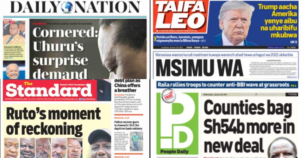 Kenyan newspapers review for January 20: Uhuru makes new demands on handshake deal with Raila