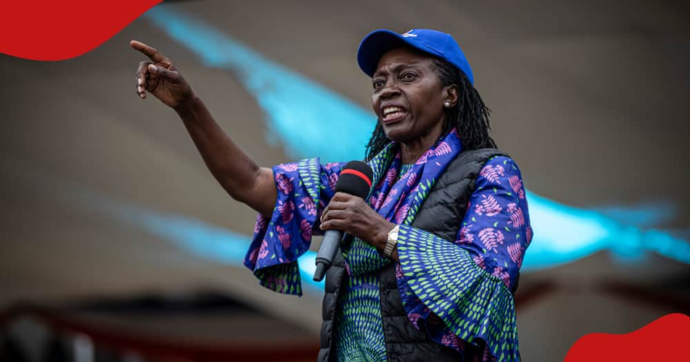 Martha Karua speaking during the 2022 election campaigns.