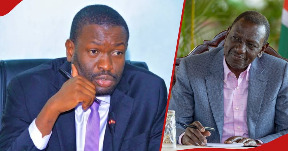 Edwin Sifuna (left frame) accused William Ruto (right frame) of setting pace for defying court orders.