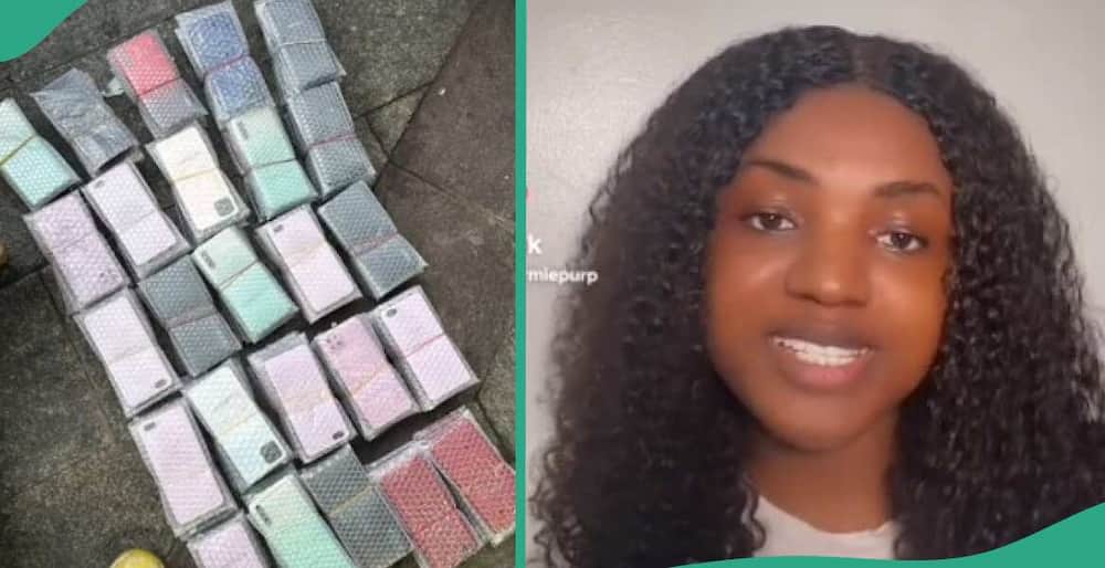 Nigerian lady shows over 125 phones delivered to her by mistake from China