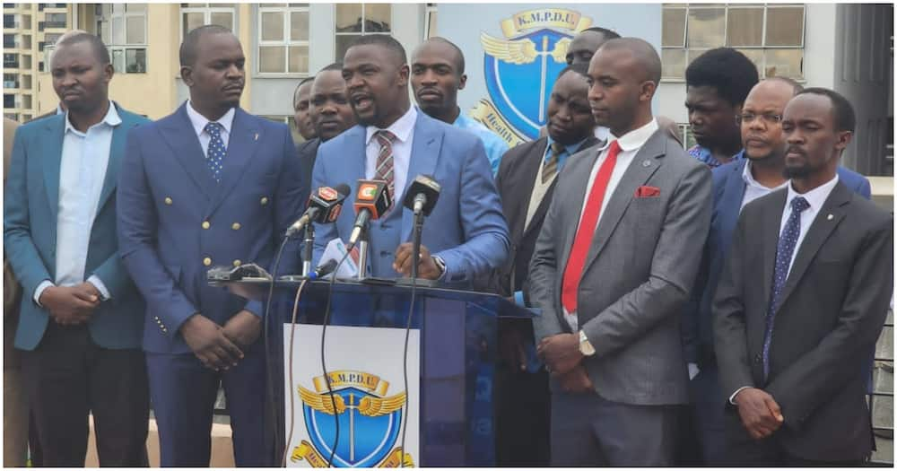 Kenyan healthcare workers' unions leaders. Photo: KMPDU.