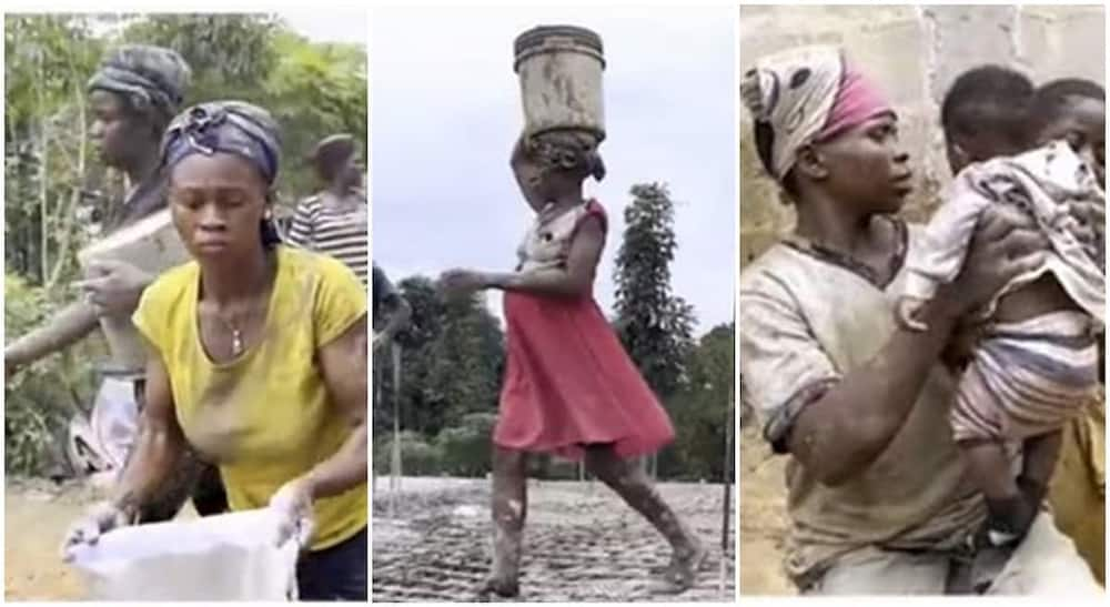 Pregnant woman, nursing mother hustling at a construction site in Enugu.