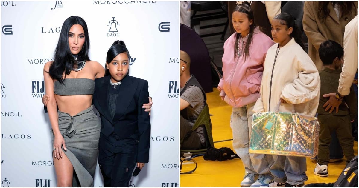 Kim Kardashian and North West carry Hermès and Louis Vuitton bags