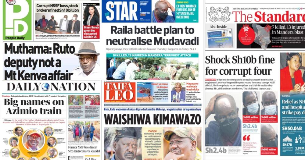 Magazeti, Jumanne, Februari: Raila Apigwa Jeki na Vyama vin