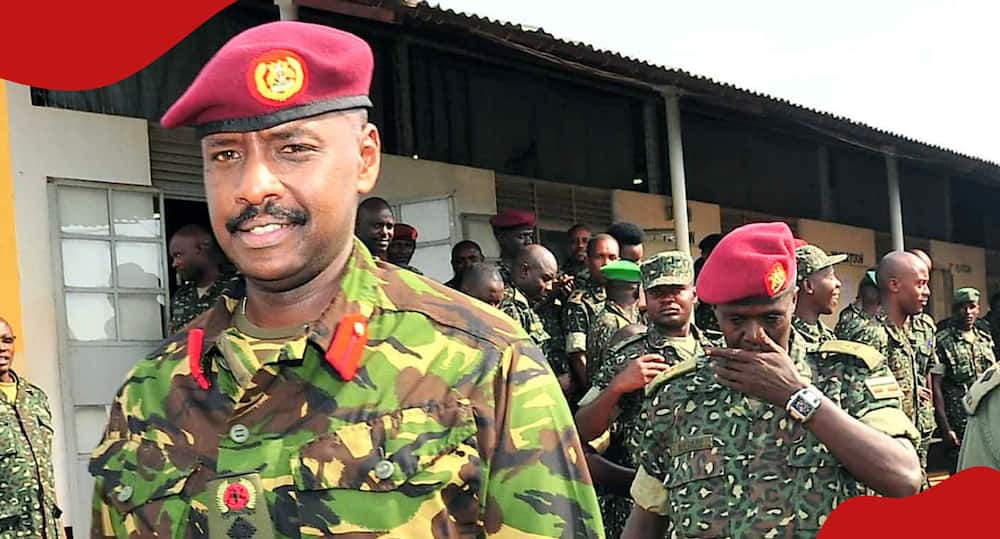 Muhoozi Kainerugaba interacts with fellow soldiers in a past event.