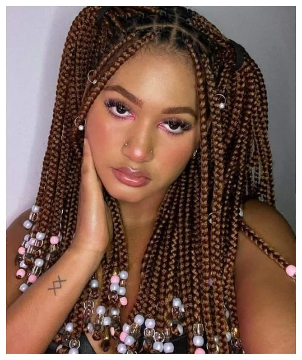 knotless braids with beads