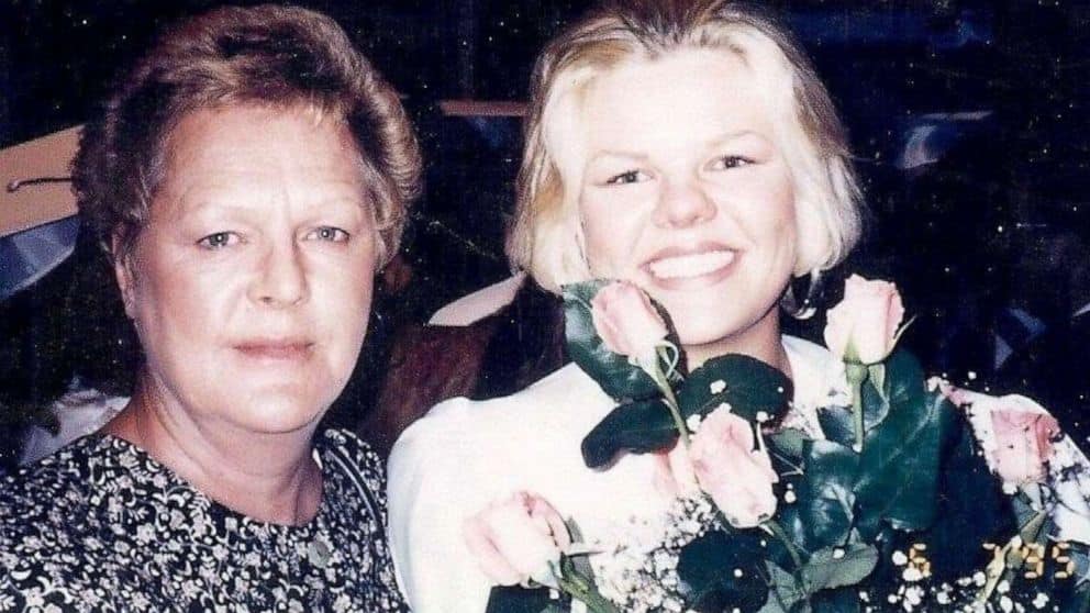Angie Dodge with her mother Carol Dodge during her graduation