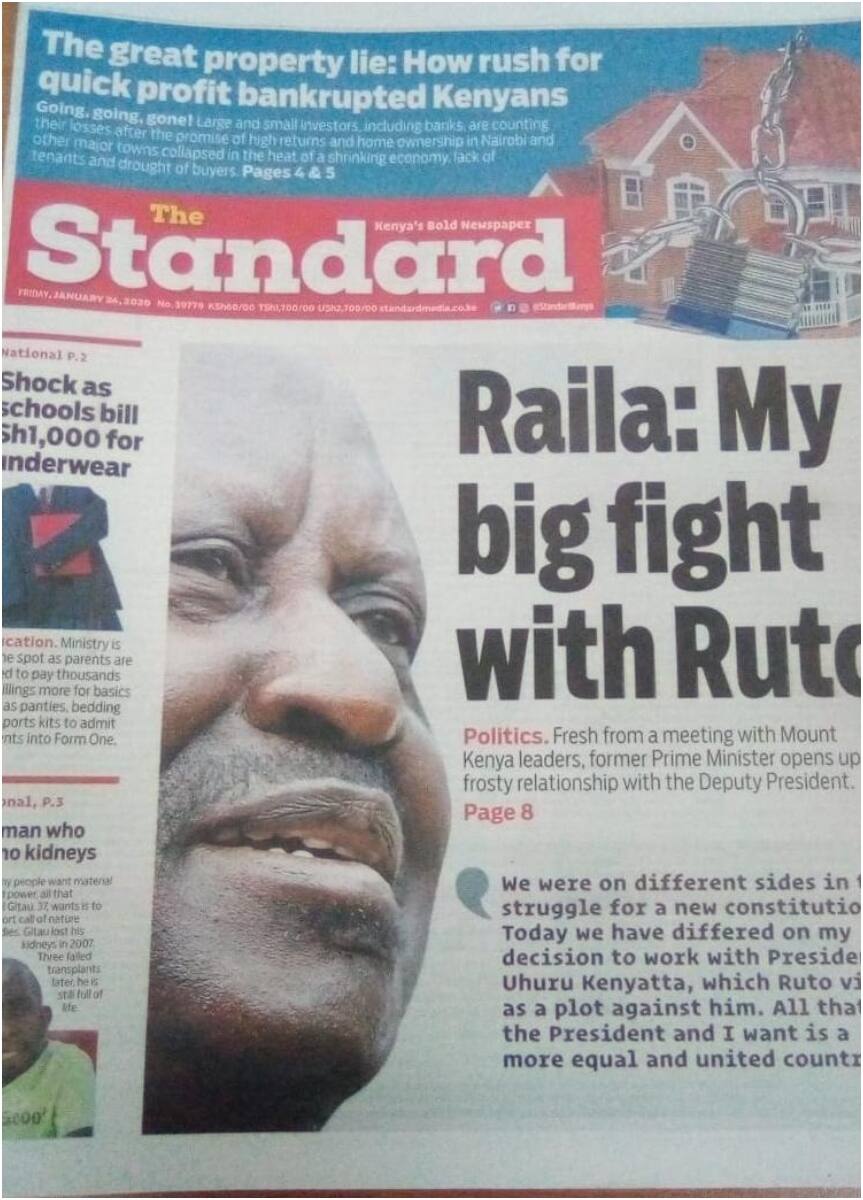 Kenyan newspapers review for January 24: William Ruto says plans are underway to take him back to Hague
