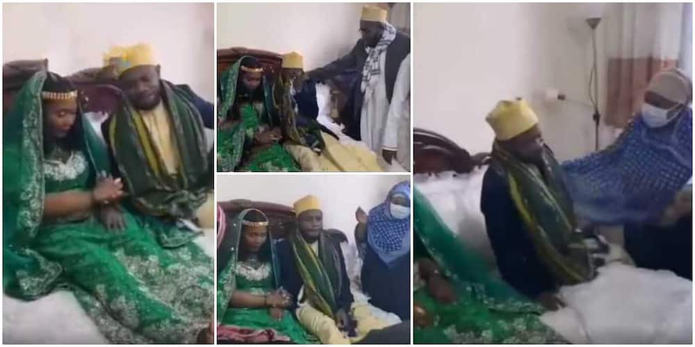 Nigerians react to video of groom crying as parents escort him to join bride on their matrimonial bed