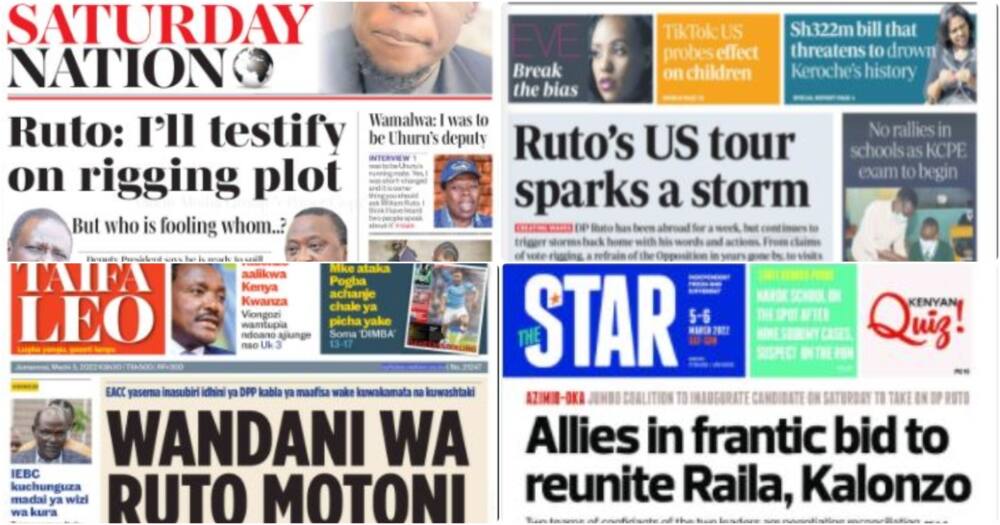 Kenyan Newspapers Review: William Ruto to Testify Before IEBC Over Vote-Rigging Claims