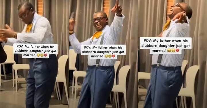 Dad celebrates as his daughter gets married