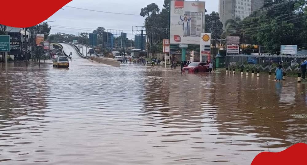 A flooded street in Nairobi