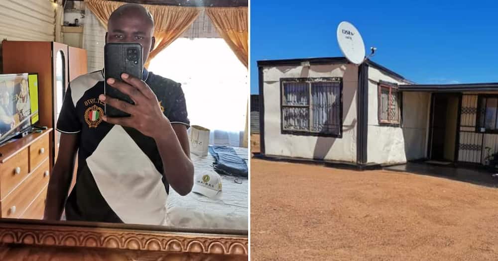 Facebook user Prince Malungane and his humble home. Photo: Facebook / Prince Malungane.