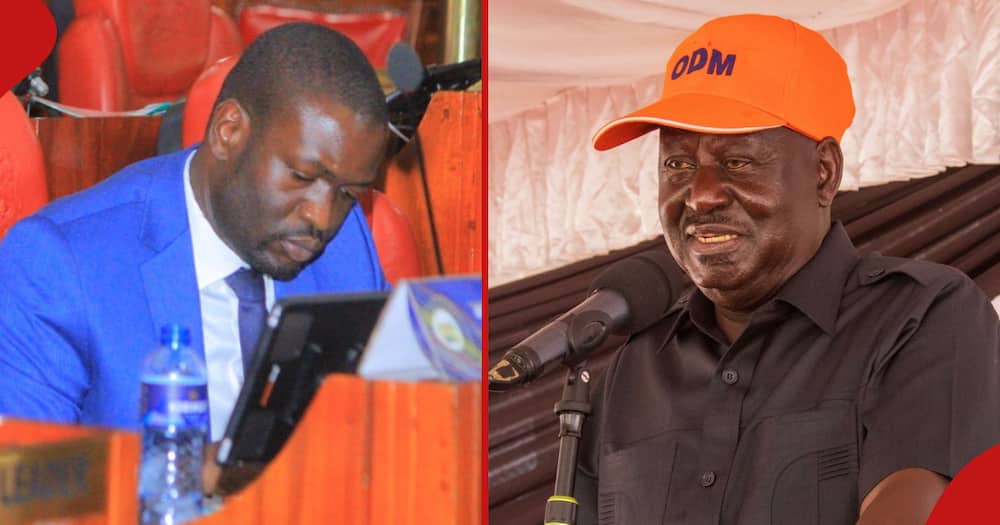 Edwin Sifuna (left frame) and Raila Odinga (right frame). Sifuna said he suffered depression after Raila's loss in 2022 elections.