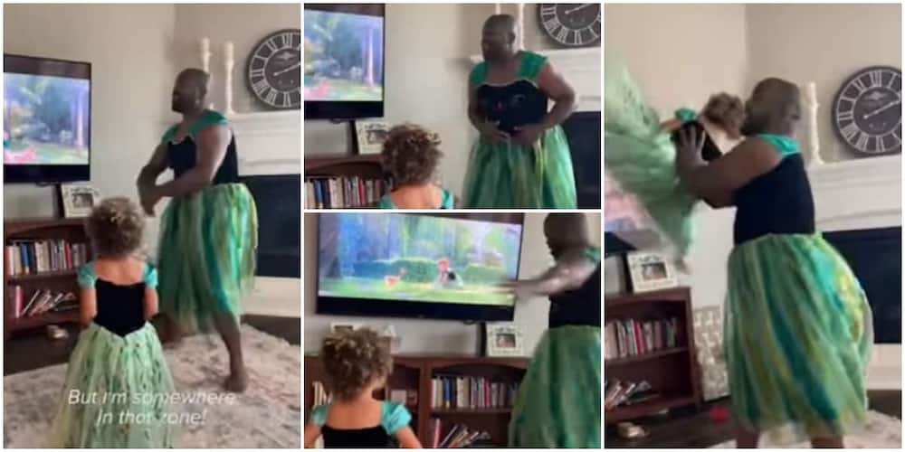 Man Wears Matching Gown with His Little Daughter as They Perform Popular Cartoon Song Together in Cute Video