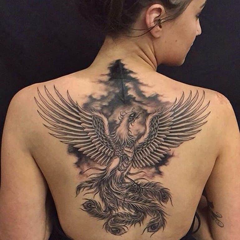 Phoenix back tattoo