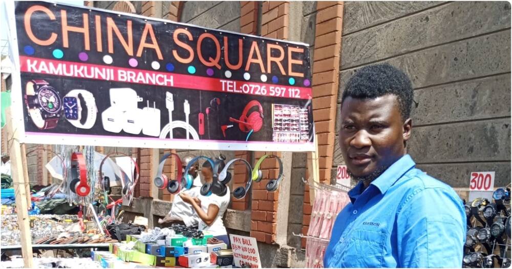 Stephen Okoth sells assorted goods in Kamukunji.